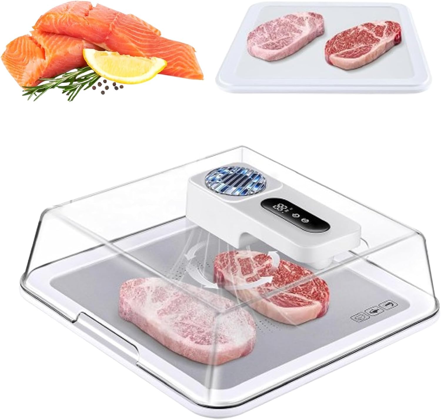 Vassoio elettrico per scongelamento della carne, 4,2 l, ricaricabile tramite USB, scongelamento rapido in 10 minuti, non necessita di acqua per bistecche, pollo, pesce, frutti di mare surgelati