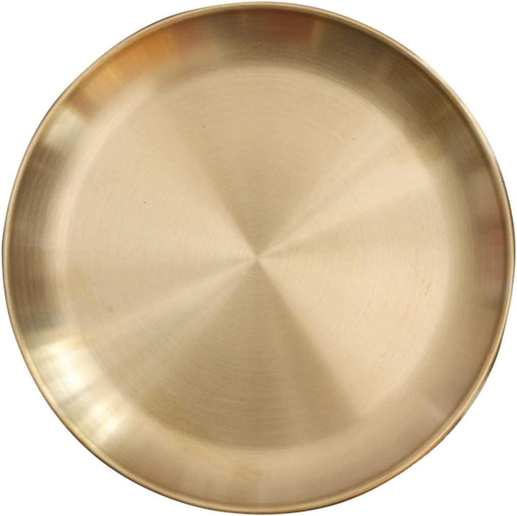 Walbrook Round Gold Tray, 13" Gold Serving Tray, Luxury Decorative