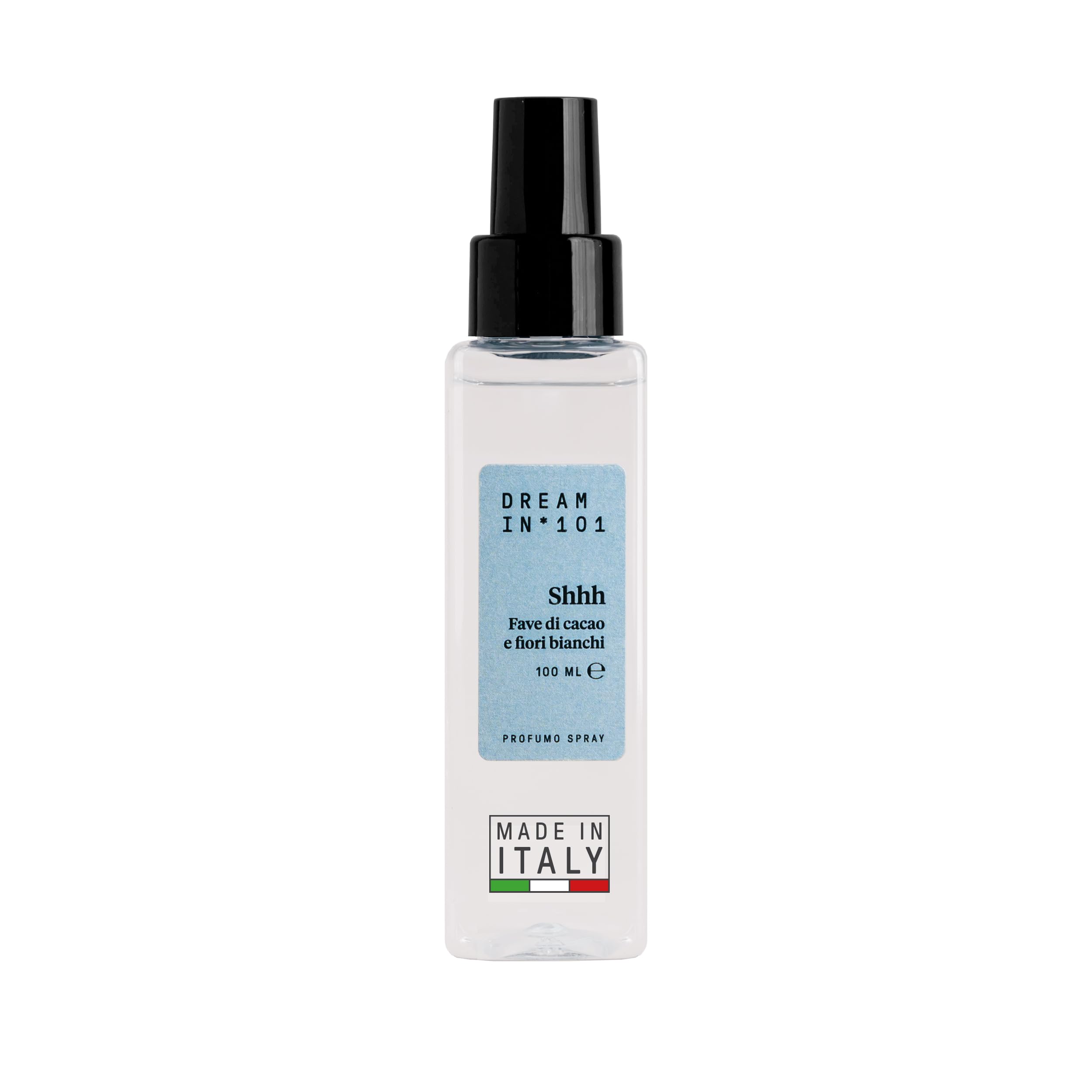 DREAMIN*101- Profumo Spray Tessuti Fragranza Fiori Bianchi e Fave di Cacao, Profumatore Cuscino e Letto Concilia Sonno e Relax, Pillow Spray Naturale Delicato, Profumi Made in Italy, 100 ml