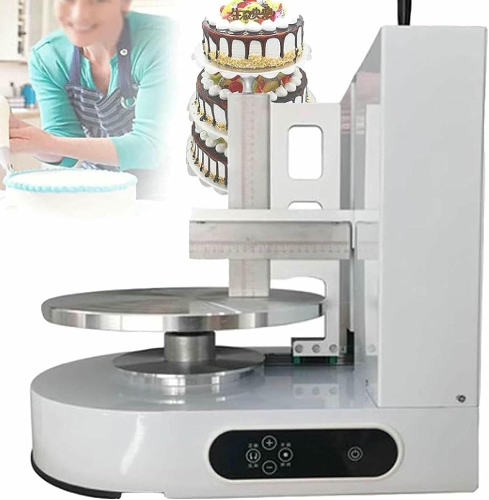 Esparcidor automático de crema para tartas para glaseado suave en pasteles de 4 a 12 pulgadas, ideal para tiendas de repostería y preparación de pasteles de cumpleaños
