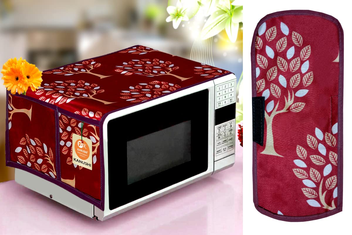 KANUSHI Industries® Microwave/Oven Top Cover with 4 Utility Pockets + 1 Pc Handle Cover (Micro-Maroon-Tree+1-Handle) (B08KP88847) Amazon Price History, Amazon Price Tracker