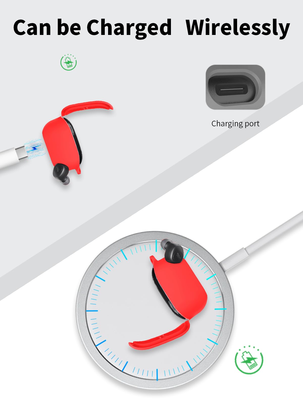 Silikonhülle Für JBL Wave Buds 2 – Stoßfest, Mit Karabiner, Unterstützt Kabelloses Laden
