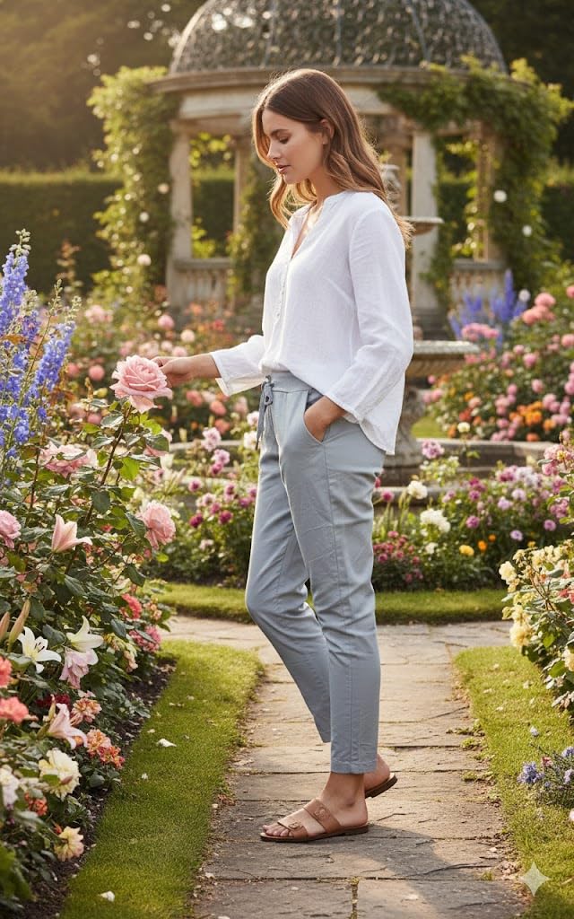 Pantaloni da jogging da donna in stile vintage, per tempo libero, sport e fitness 8115, grigio chiaro, 46/50 IT