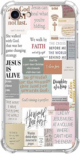 Miniatura 68 de Cubierta de Teléfono con Versículos de la Biblia y Citas Cristianas de Jesús en Collage, Funda Protectora Suave de TPU de Moda para iPhone 16 Pro,
