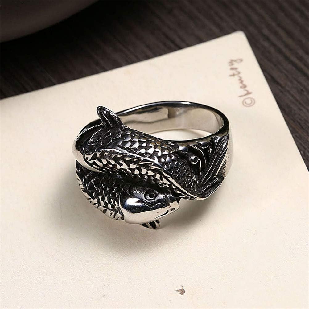 PAMTIER Men's Vintage Japanese Style Koi Carp Lucky Biker Ring