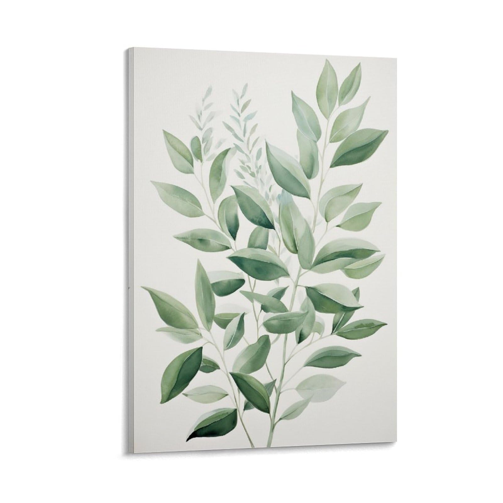 Gmukiffy Minimalist Leaf Painting On Canvas Wall Art Abstract Botanical Pictures Green Leaves Stretched And Framed Canvas Prints Artwork For Home Decorations Ready To Hang Wall Decor 20X30inch(50X75cm)
