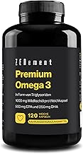 Omega 3 Premium - Triglyceride für optimale Absorption - 1000 mg EPA + 500 mg DHA pro Dosis - Wildes Fischöl zertifiziert von FOS - 120 Kapseln