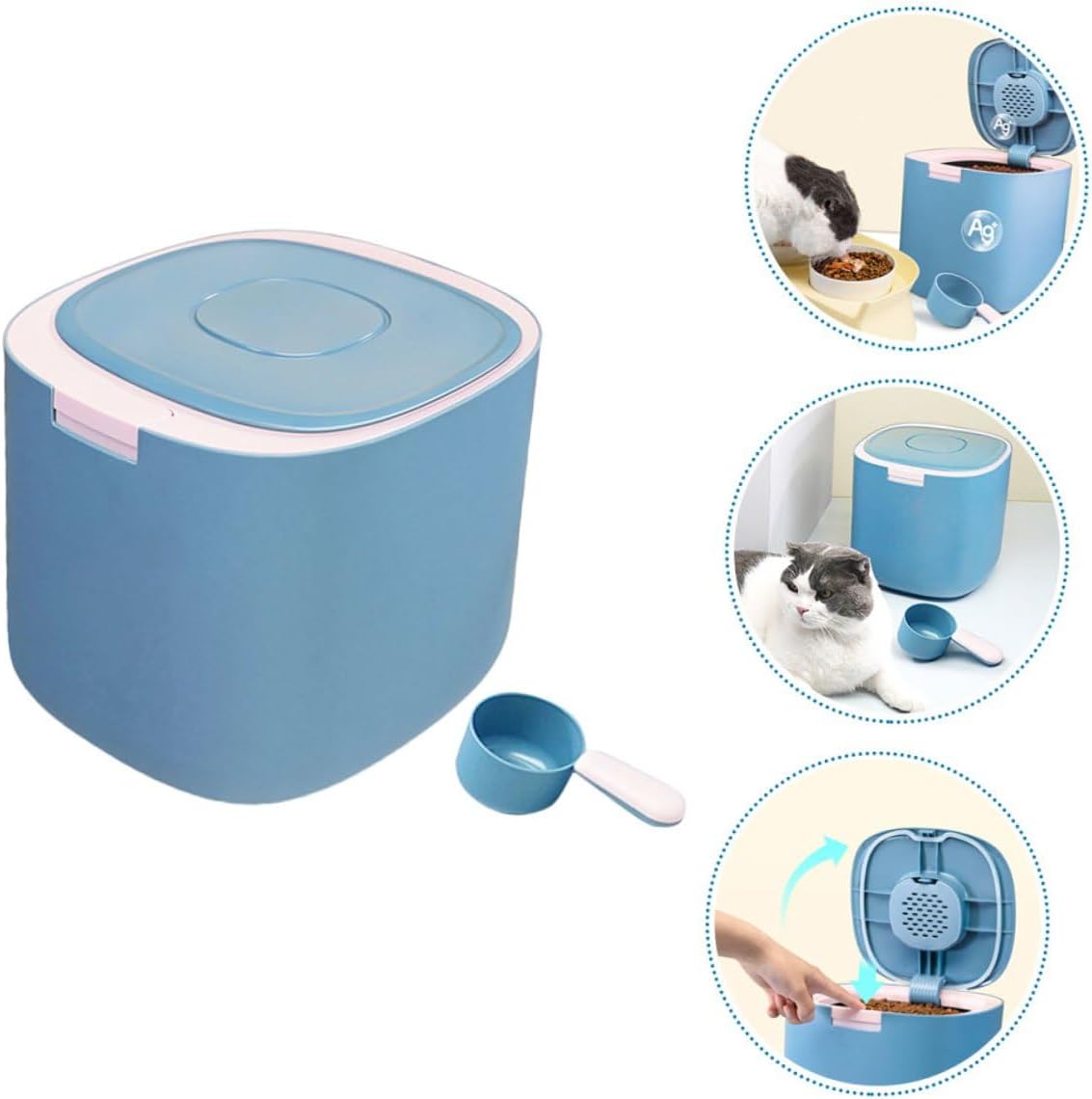 BESTonZON Pet Food Storage Container 11l Sealed Airtight Bucket Moisture-proof Grain Storage Bin for Dog and Cat Food with Frosted Butterfly Lid for Home Use