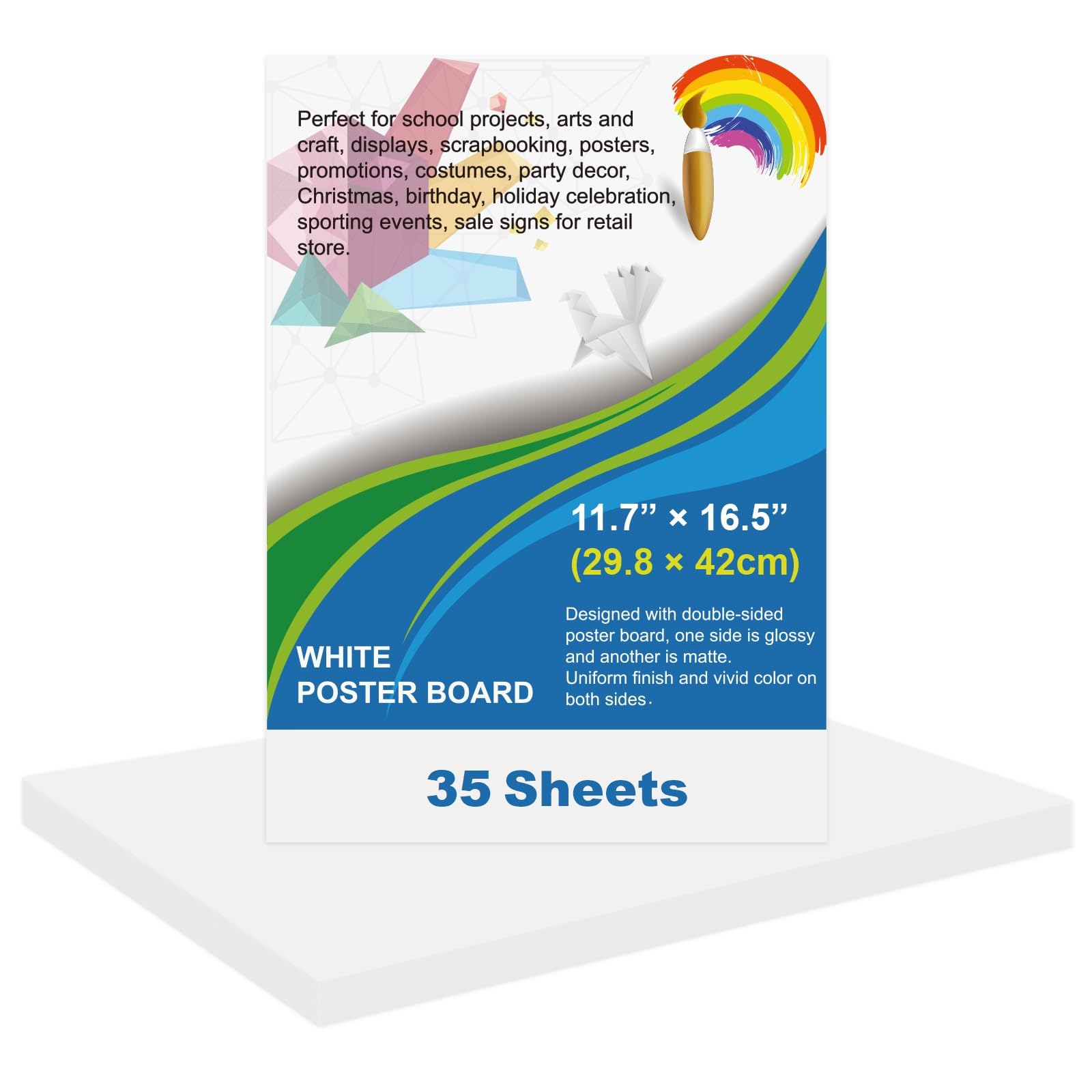 35 Pcs White Poster Board Paper 11.7 x 16.5, ROOKEA White Vision Boards Bulk Smart Posterboard Blank Graphic Display Card Paper for Drawing Artwork School Arts Crafts Classroom Projects Scrapbooking