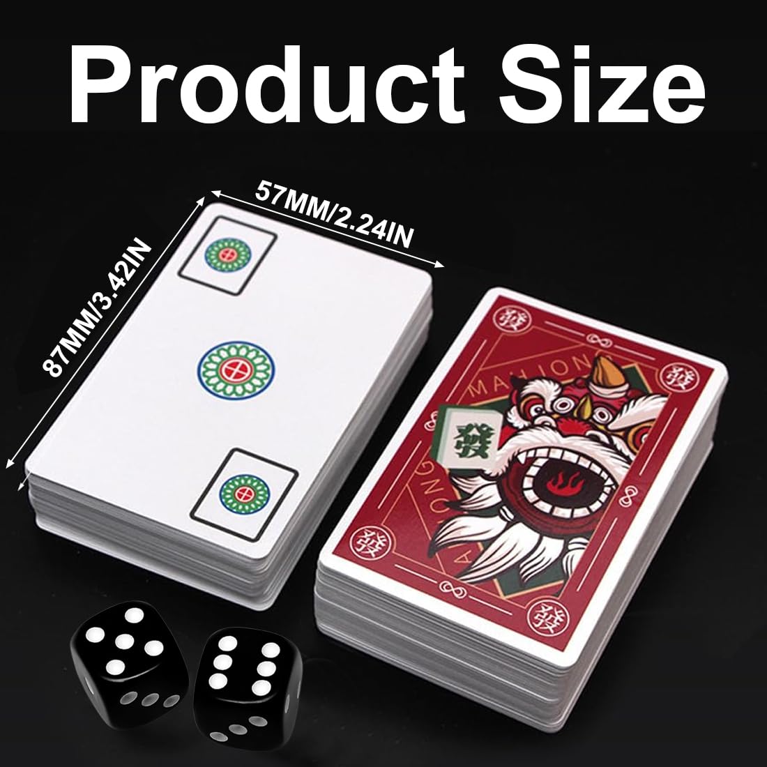 WUSJCOF Mini Mahjong Portatile Tradizionale Cinese, Carte da Gioco in PVC Impermeabili con 144 Pezzi e Dadi, Giochi di Famiglia e Amici per Viaggi e Party