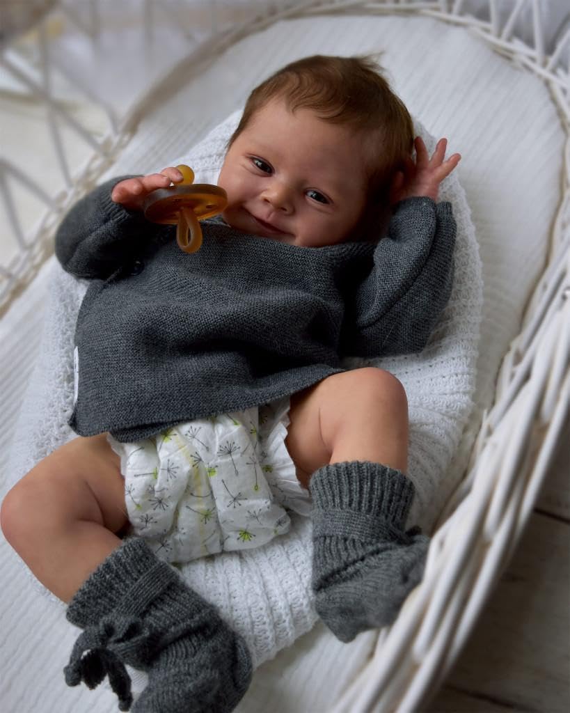 SCOM 18'' Realistic Reborn Baby Doll Black Boy, Soft Weighted Cloth Body & Vinyl Limbs, Hand-Rooted Hair, African American Lifelike Baby Doll with Outfit & Gift Box, Birthday Gift for 3+ Kid