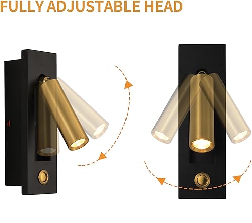 Miniatura 3 de Luz LED de pared para lectura de noche, con puerto de carga portátil con botón, interruptor de control de elevación, cableado empotrado desenchufado