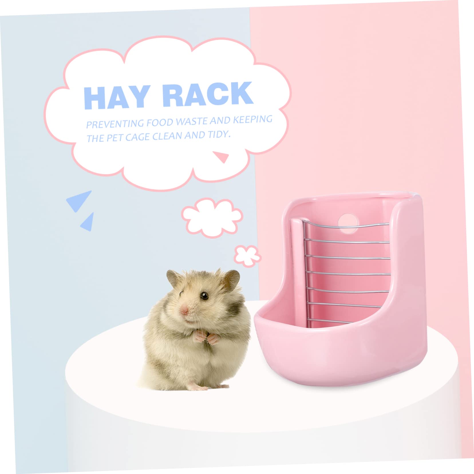 Mangiatoia Ceramica per Cavie e Cincillà Funzione Doppia | Rosa, Mantiene Cibo Pulito e Asciutto, Separa L’urina, per Piccoli Animali