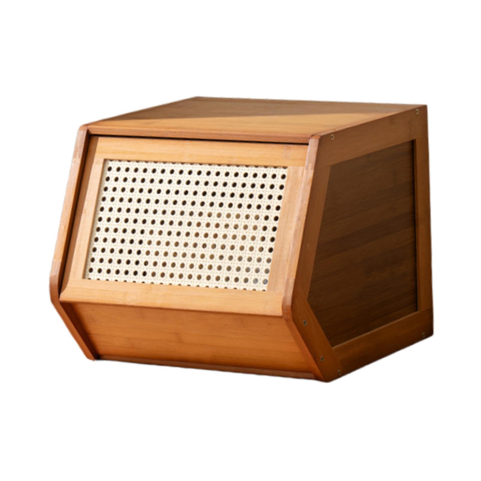 Organizador de Almacenamiento de Bambú, Portátil con Puerta, Práctico Organizador de Escritorio, Caja de Almacenamiento Multifuncional, Organizador El, Marrón 35cmx30cmx31cm, Individual