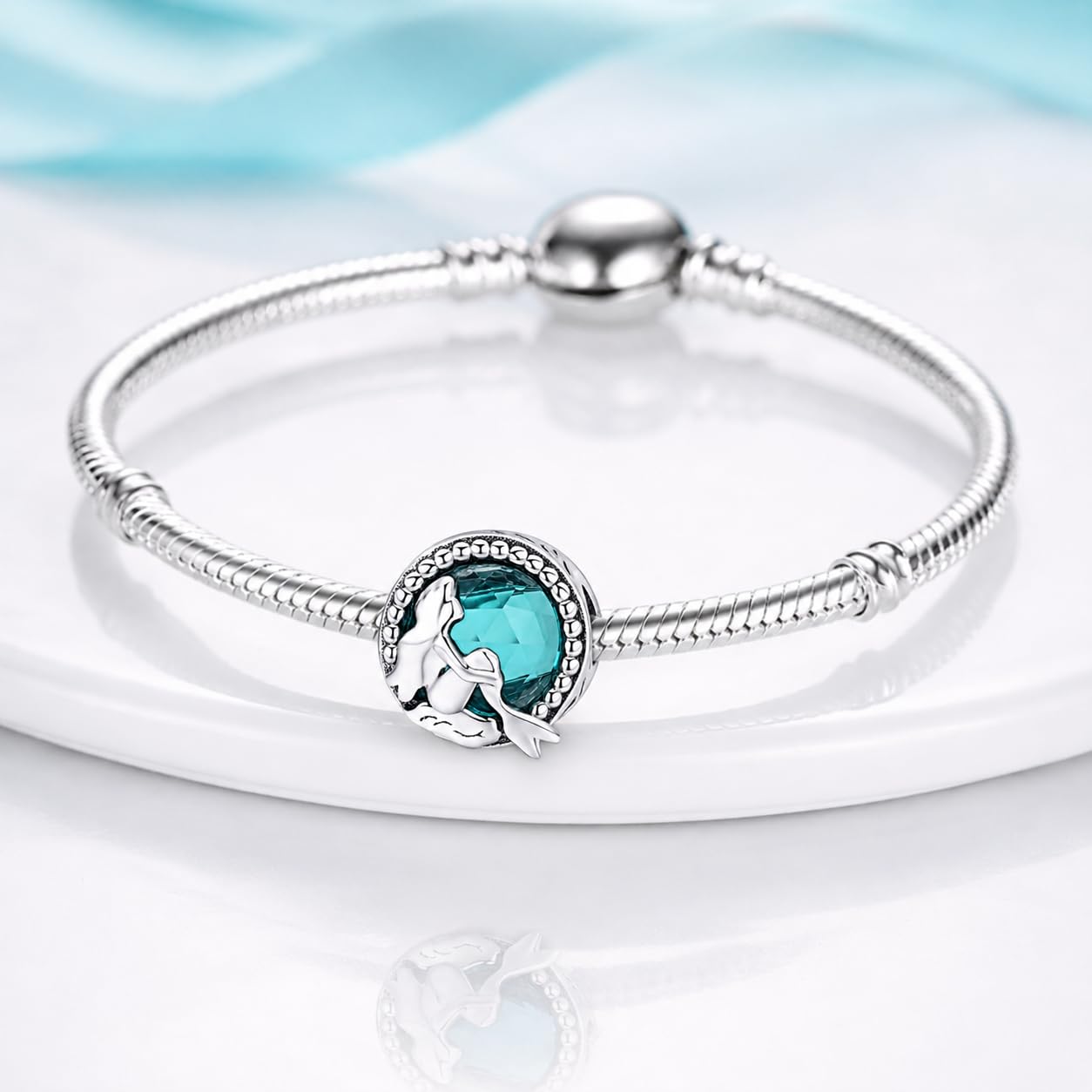 Breloque Charm New 2025 Sirene Bleu Pendentif Original Charming Bead Argent 925 Coeur Maman Compatible Rose Porte-bonheur Famille Noël Femme Bracelet Fille Bracelet Set Infini Dad