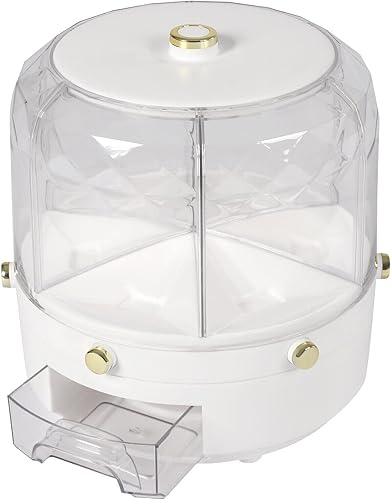 Miniatura 6 de Dispensador de arroz giratorio de 6 rejillas, contenedor de almacenamiento de granos giratorio de 360, cubo de almacenamiento de granos de azúcar