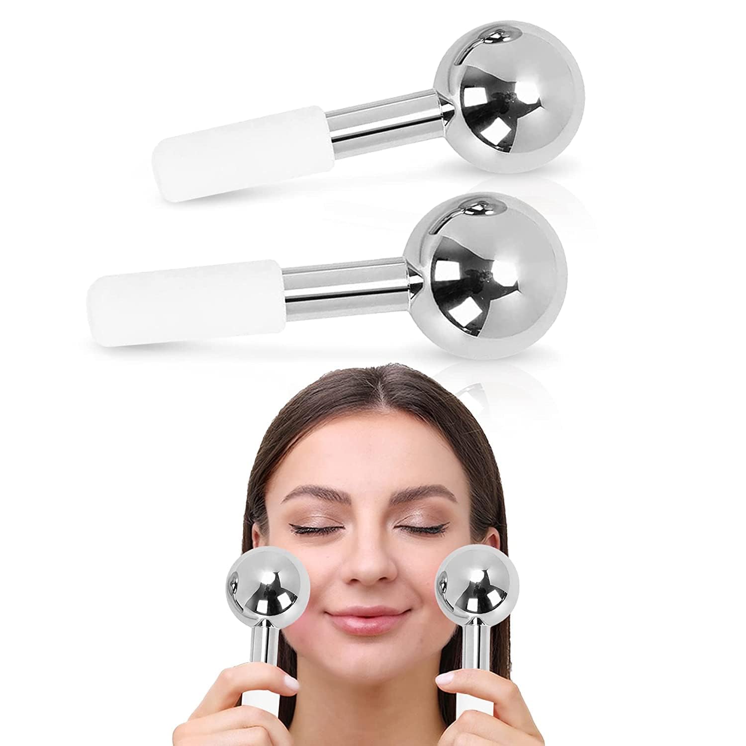 Facial Roller, Ice Globes For Facials, Face Massager Ice Roller Globe, Unbreakable Stainless Steel Ice Roller for Daily Beauty Routines, Tighten Skin, Reduce Puffiness, Headaches, Enhance Circulation