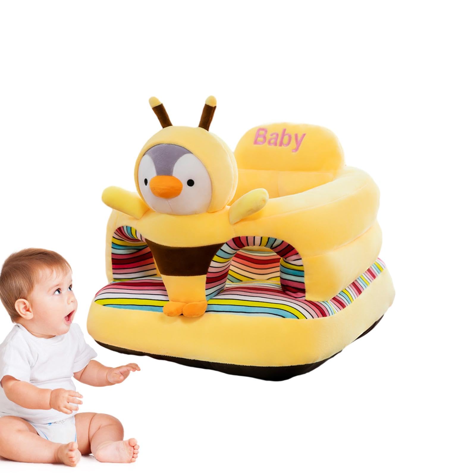 Asiento de apoyo para niños pequeños, bonito asiento de sofá para niños, soporte de asiento de sofá para niños pequeños que aprenden sentados, asiento anticaídas, cojín de asiento en forma de animal,