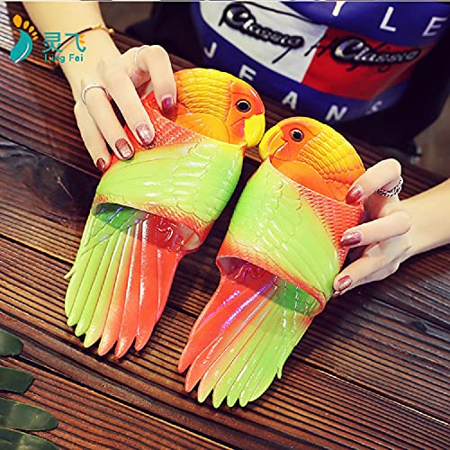 HANDKEI Summer unisex parrot slippers children cartoon animal slippers funny parrot beach slippers sandals 3 colors4