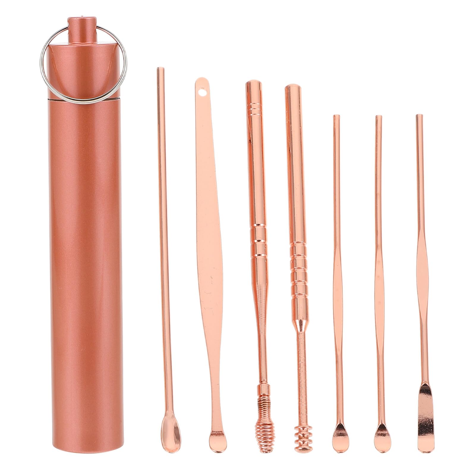 7Pcs Stainless Steel Earwax Removal Tools with Rose Gold Storage Case Ear Cleaning Spoons for Adults Portable Ear