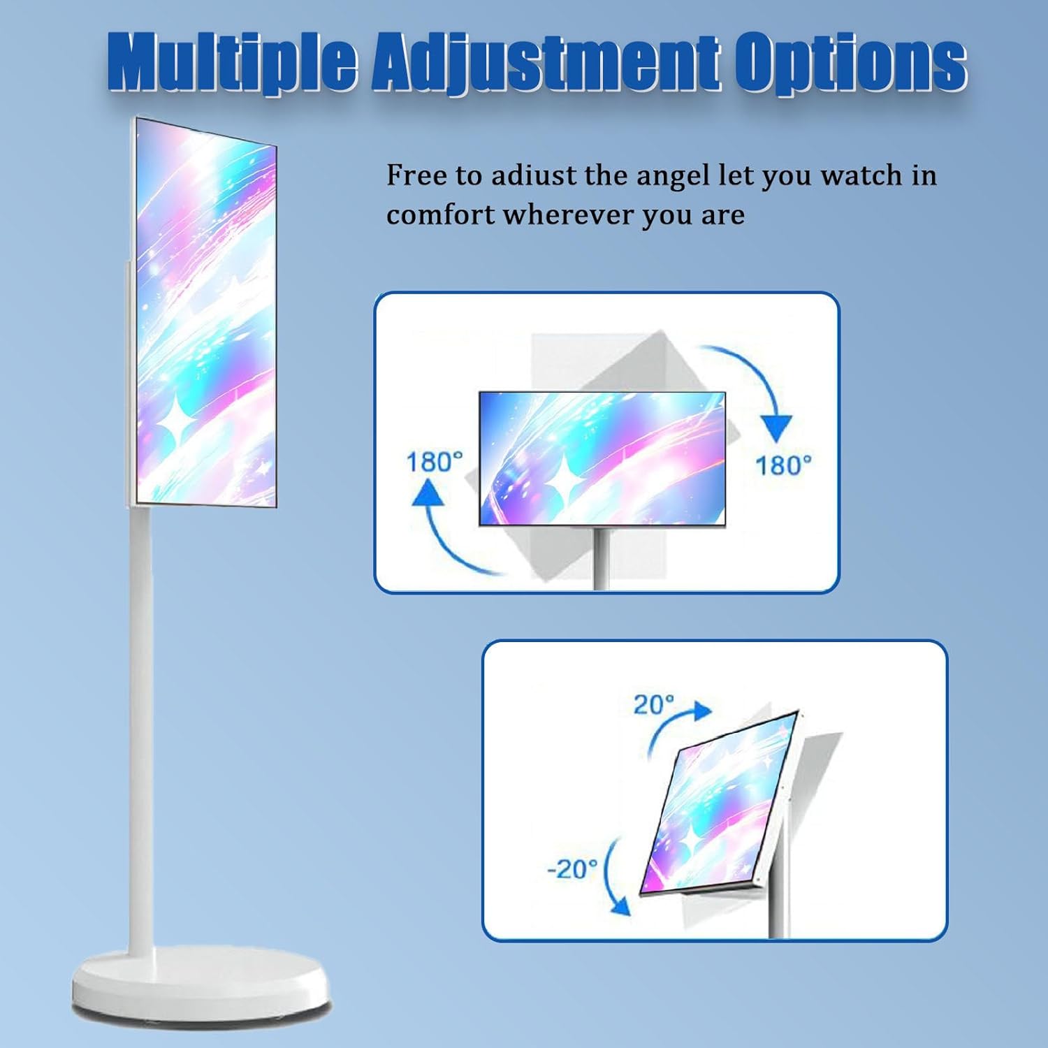 32 Inch FHD Smart Portable TV on Wheels, 8MP Camera, Built-in 4–6H Battery, Full Swivel Rotation, Rolling TV 1080P Touch Screen, Android 13 OS Monitor 6+128GB