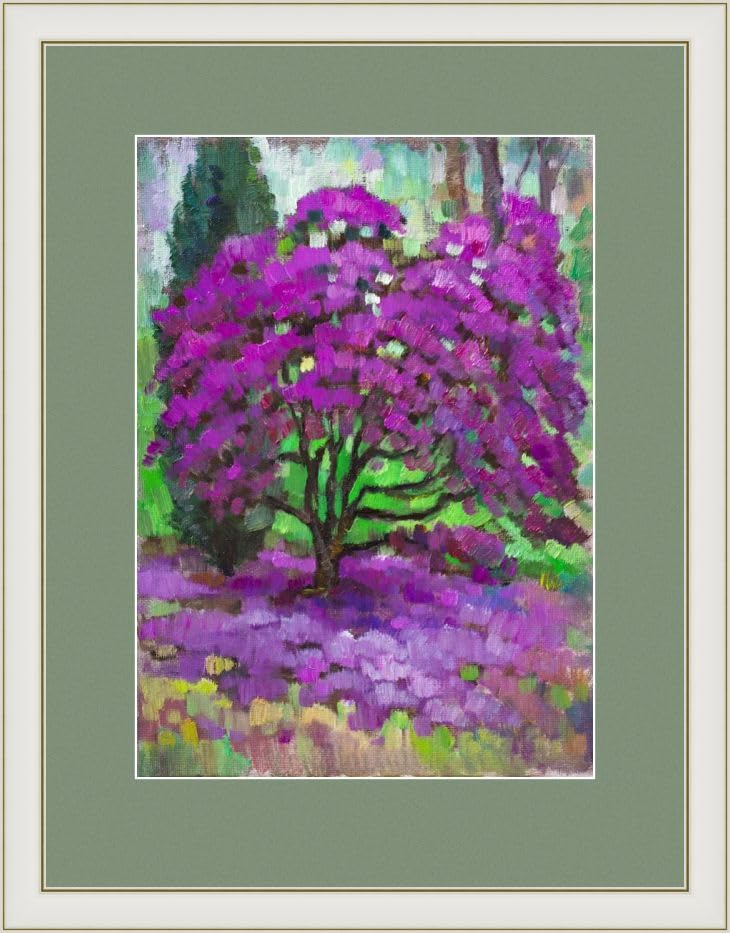 Miniatura 5 de Rhododendron bush in the garden - The original one-of-a-kind Landscapes oil painting from Vera Bondare, 2022