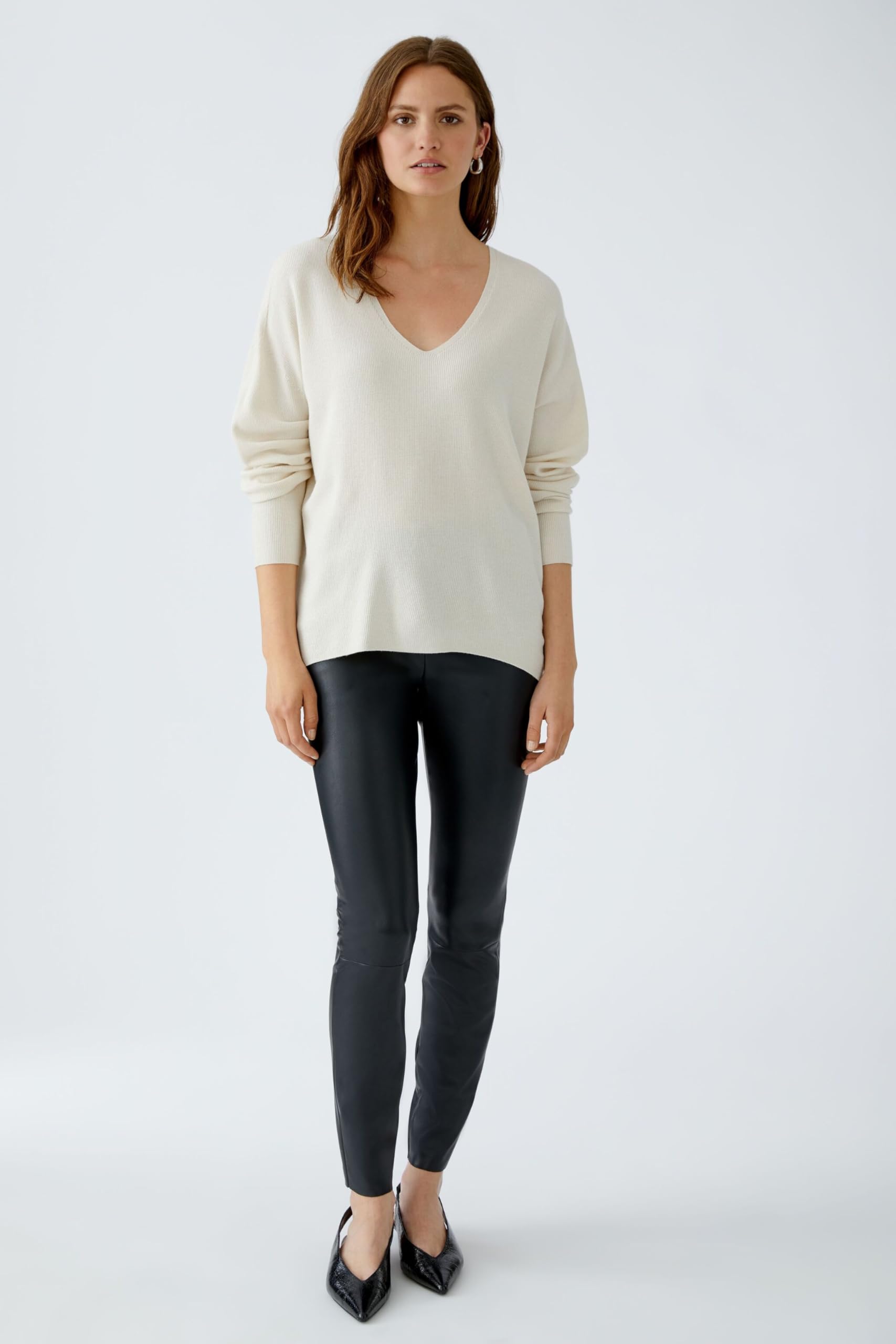 Oui Damen Pullover FREYJA Viskosemischung oversized geschnitten Uni