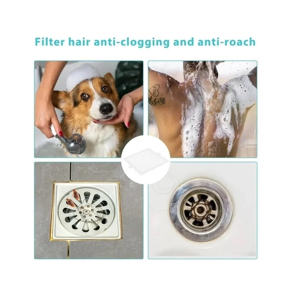 Colador de pelo desechable de malla de drenaje para baño, filtro antibloqueo, adhesivo de drenaje de suelo, cubierta de ducha, colador de fregadero de cocina (A (9 cm), 30 unidades