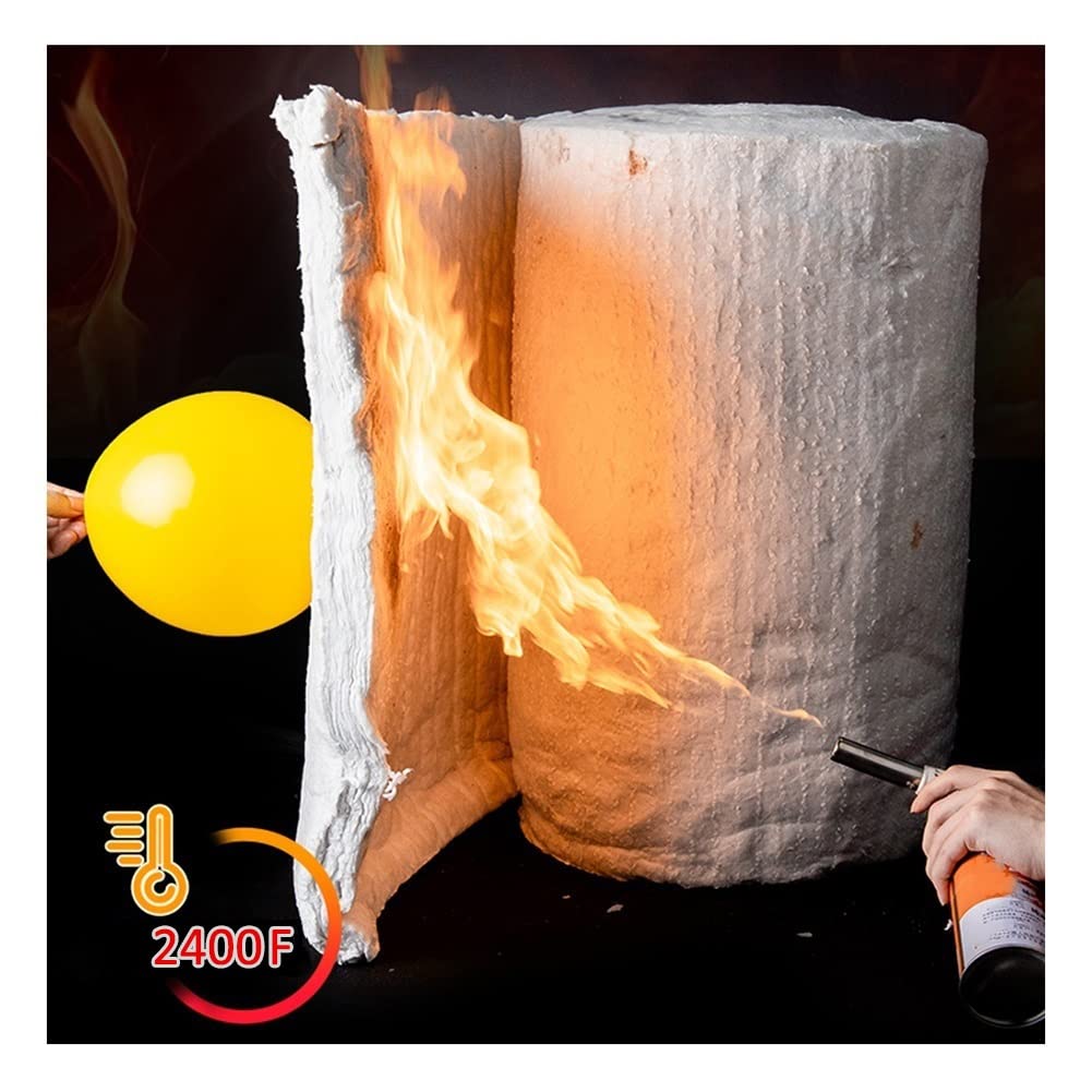 Manta de fibra de cerámica – Manta ignífuga aislante, resistente al calor 2400 F, amortiguación de sonido, fácil de cortar y dar forma para hornos de pizza y otros usos de alta temperatura
