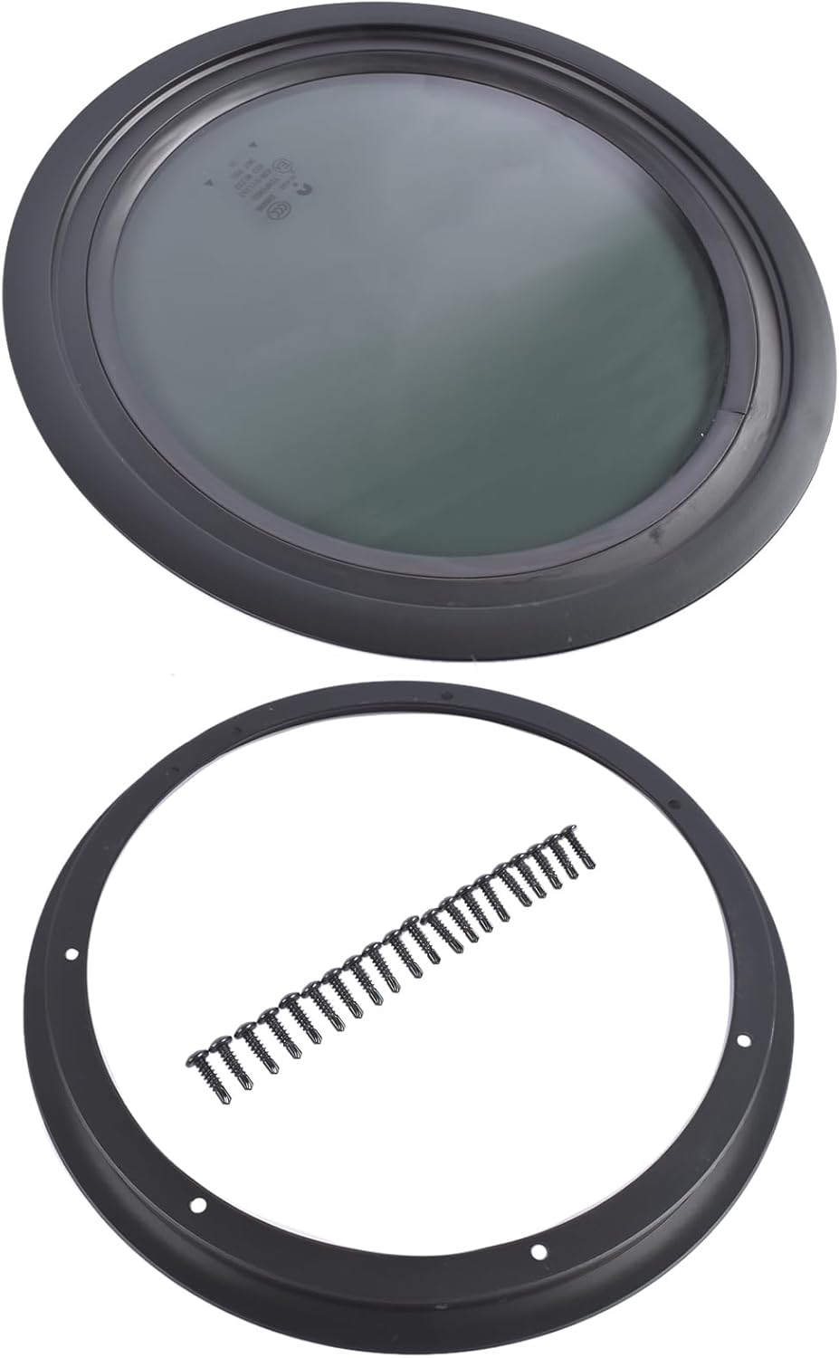 12" Round Tinted RV Window with Trim Ring - Fixed Replacement for Camper, Caravan, Motorhome - Fits 1-5/8" Wall Thickness Mixizap