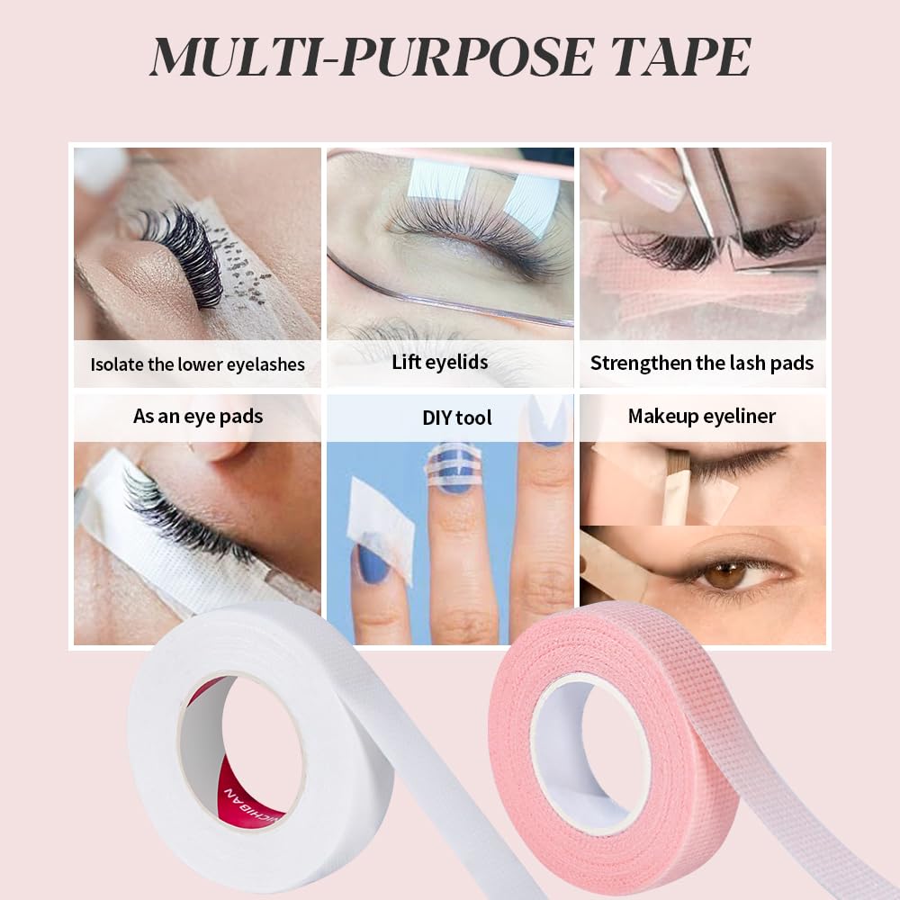 10 Rollos Cinta de Extensiones de Pestañas, Microporo Cinta Transpirable para Pestañas, Fácil de Rasgar(Blanco)