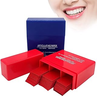 600 Sheets Dental Articulating Paper, Plastic Dispenser Red and Blue 100 Micron Bite Articulating Paper & Film Doubled Side