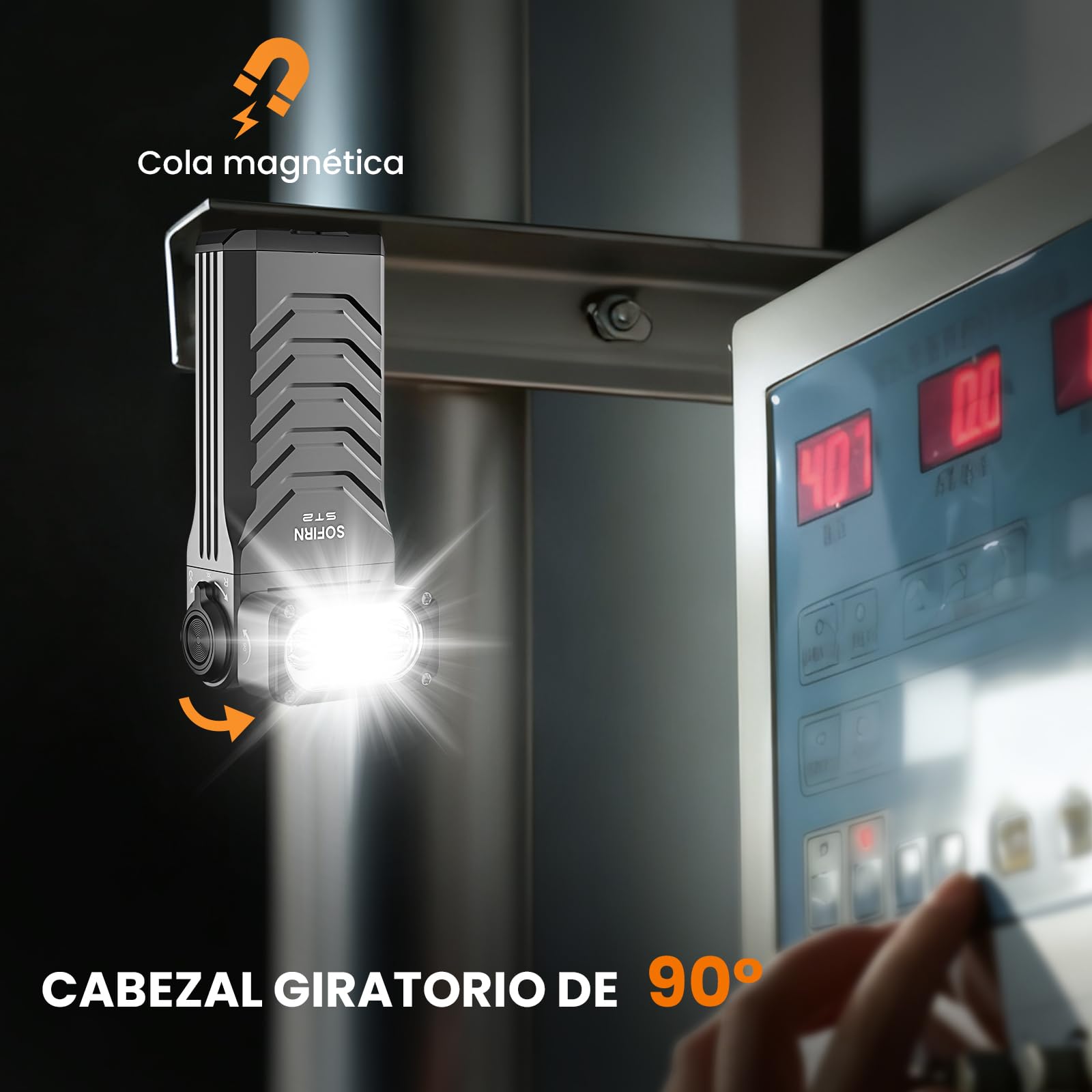 Sofirn ST2 EDC 3000LM LED Linterna 3 en 1 Luz Blanca + 660nm Luz Roja + 365nm UV Luz Negra Recargable USB-C, Magnética con Clip, IPX6 para Trabajo, Taller, Exterior