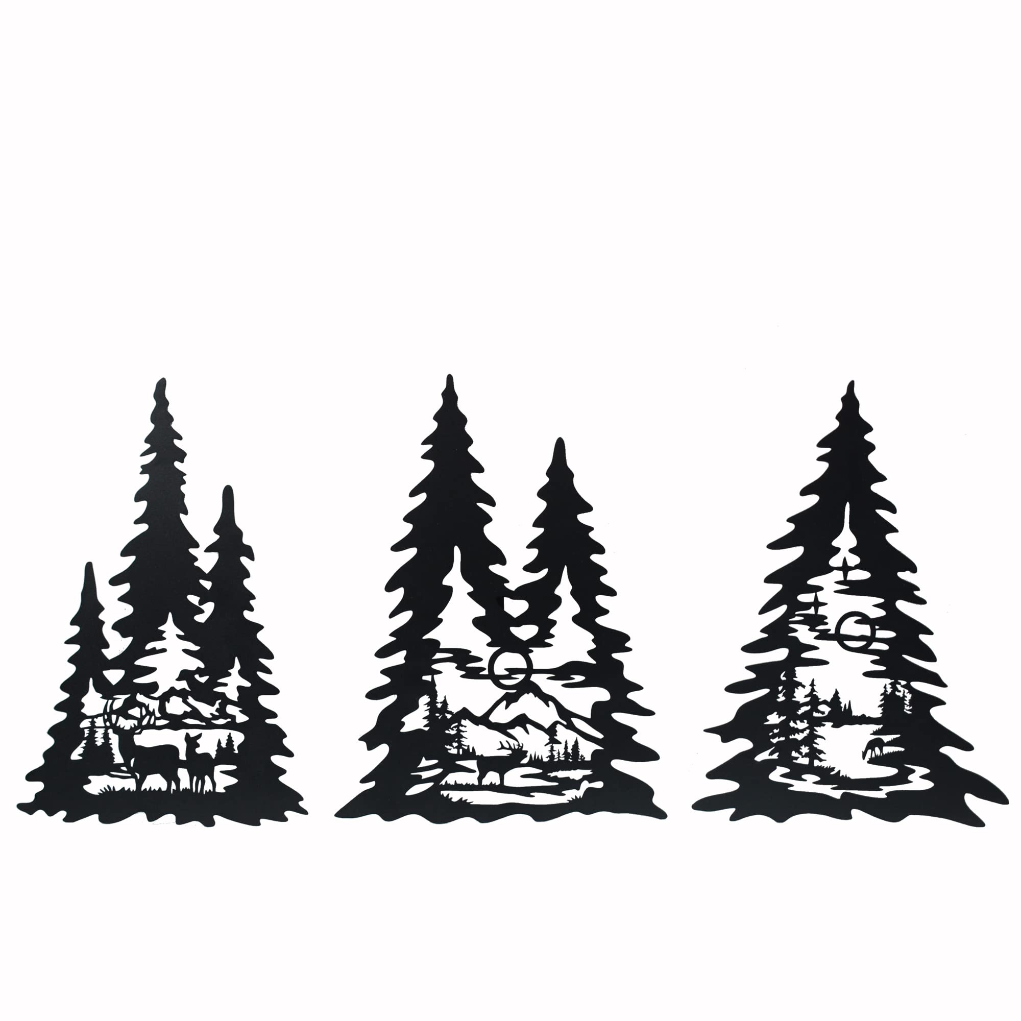 J-Fly Metal Pine Wall Art,Black Forest,Autumn Hunting Decor Outdoor Decor Metal Wall Art for Kitchen,Bathroom,Bedroom,Fireplace Wall Decor Winter Gifts for Family and Friends 15 Inch