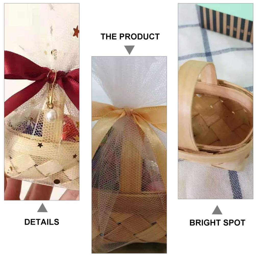 Hemoton Handmade Mini Candy Storage Basket Wooden Chips Basket for Wedding Birthday Christmas