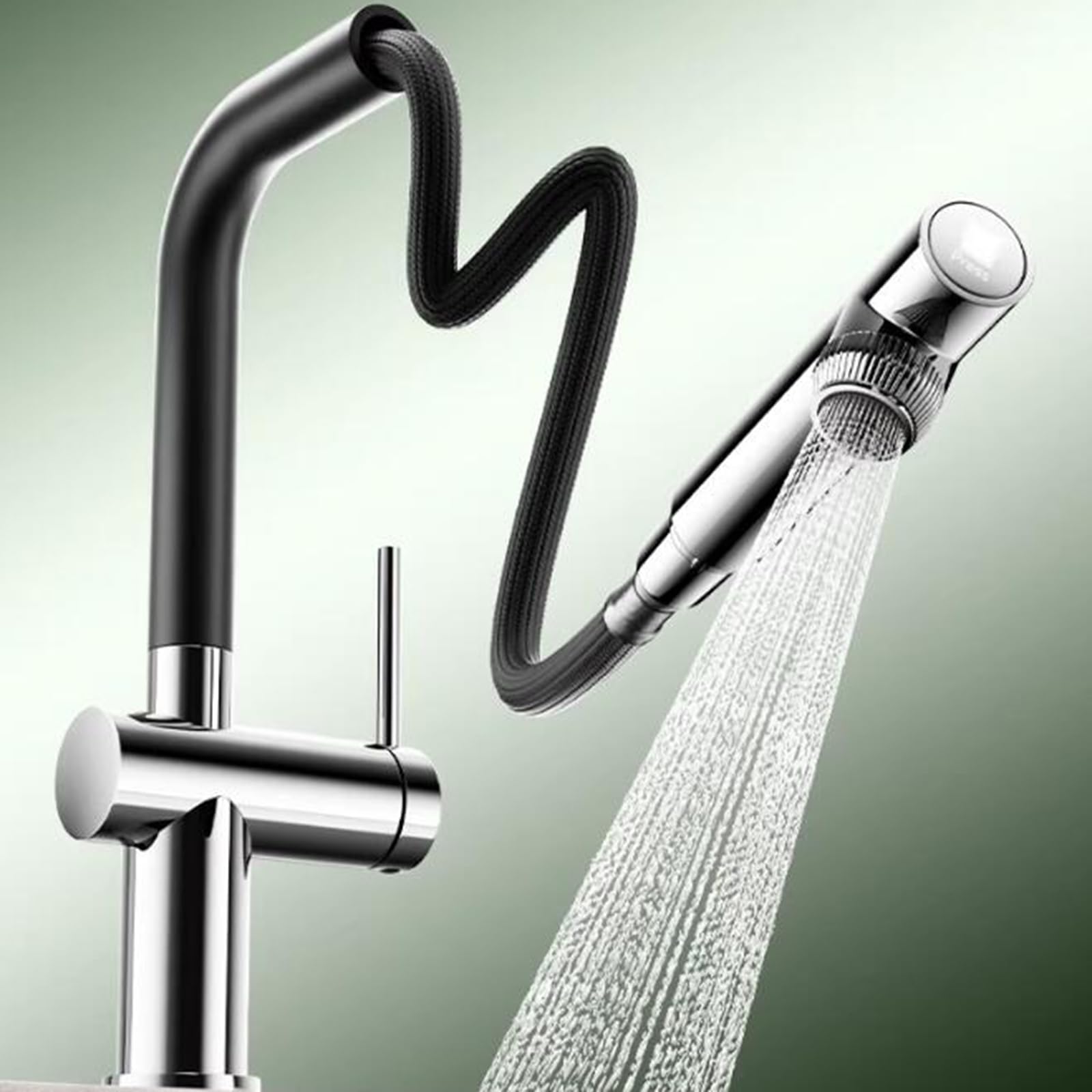 ZQFHSX Kitchen Mixer Tap, Pull Out Brass Swivel Faucet in and Chrome Finish