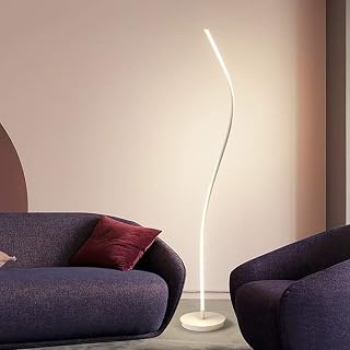 Lámpara de pie para sala de estar, luz de pie de lectura con interruptor de pie, lámpara de pie LED de 28 W para sala de estar, dormitorios, oficina, marrón (Color: blanco, tamaño: luz cálida) It's so