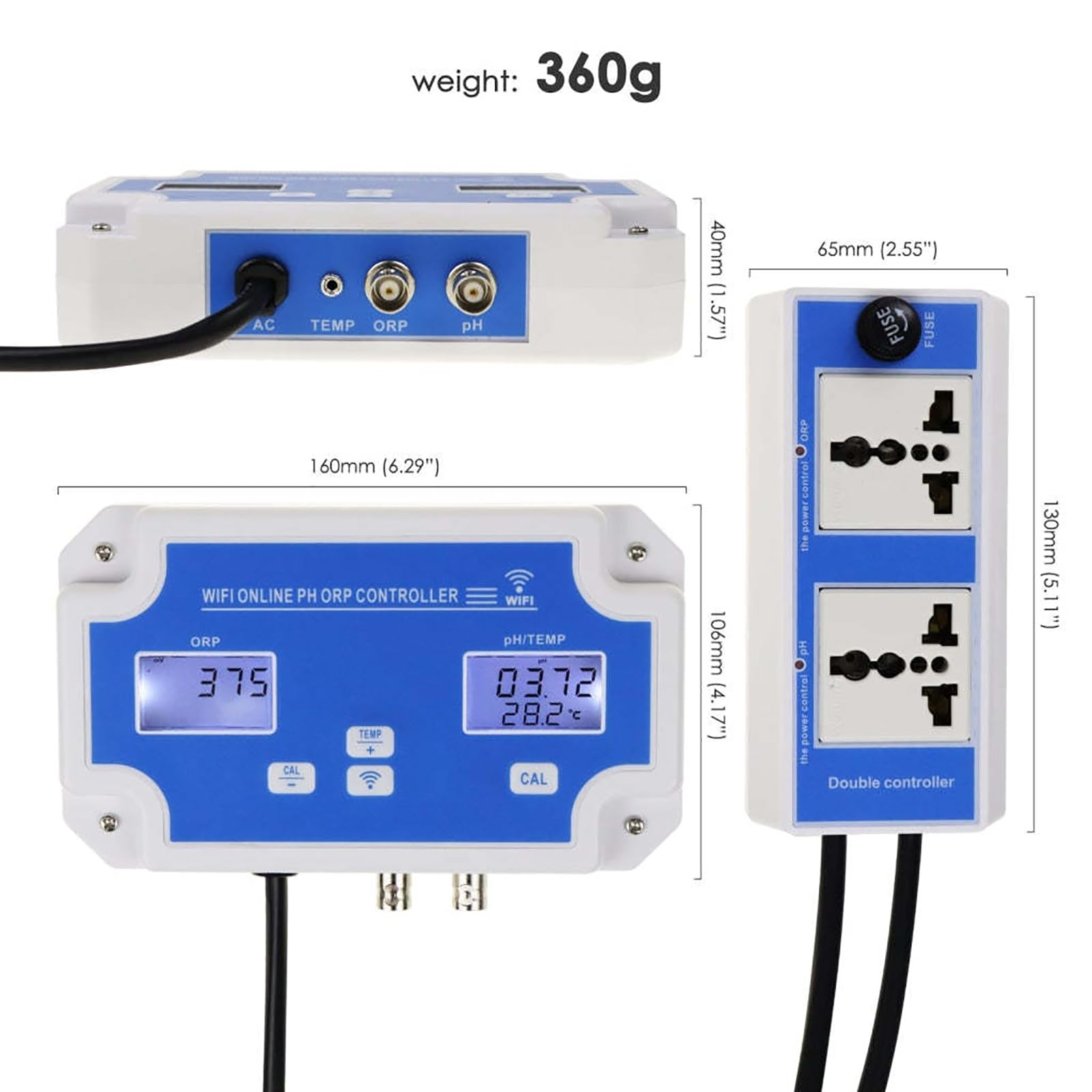 Medidor De Ph Inteligente para Hidroponía, Monitor Digital De Ph Ppm para Hidroponía con Doble Toma De Corriente Y Monitoreo En Tiempo Real Mediante Aplicación, Preciso, para Tanques