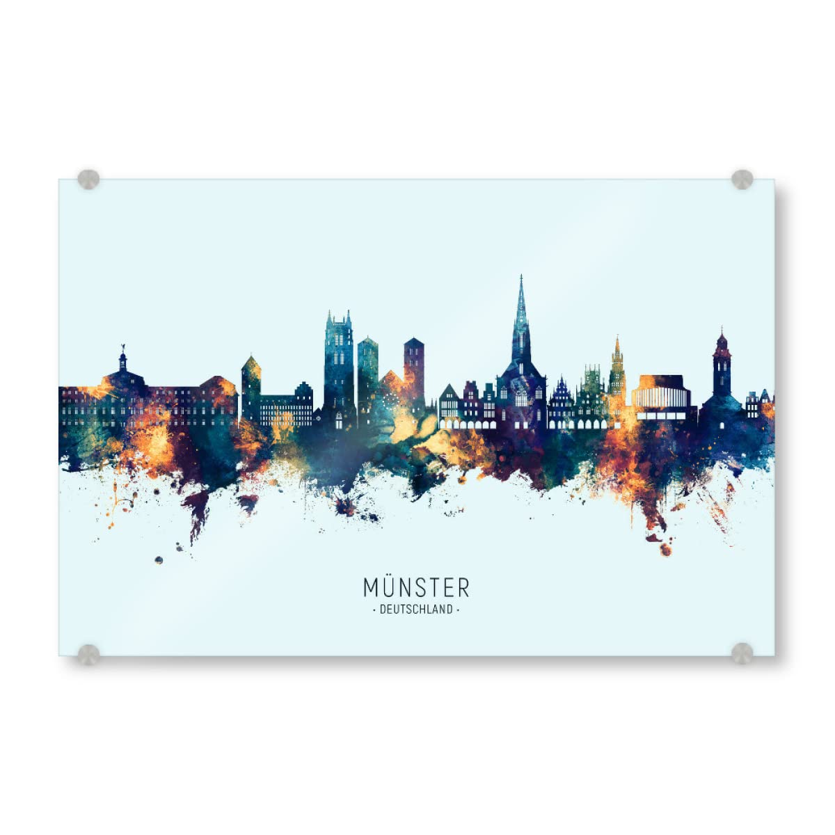 artboxONE Acrylglasbild 60x40 cm Städte Münster Skyline BlueOrange - Bild münster Cityscape Deutschland