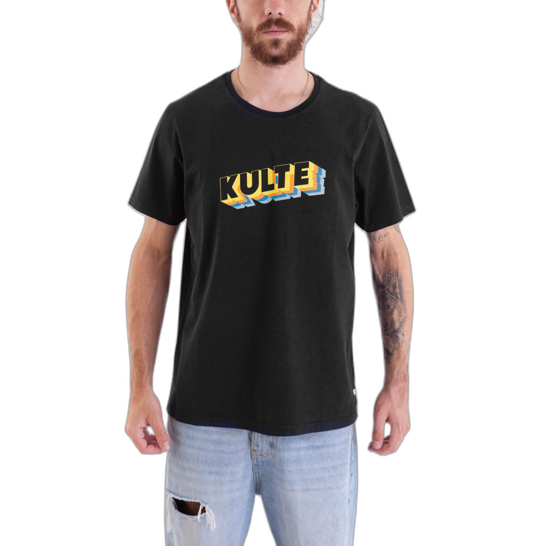 T-shirt Homme Kulte - Taille M - Couleur Noire - Occasion Très Bon état - Coupe Régulière