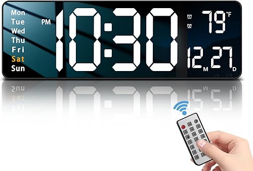Vista 58 de JoFomp Reloj de pared digital – Pantalla LED grande de 13 pulgadas, alarma fuerte, control remoto, DST, atenuación automática, fecha y día
