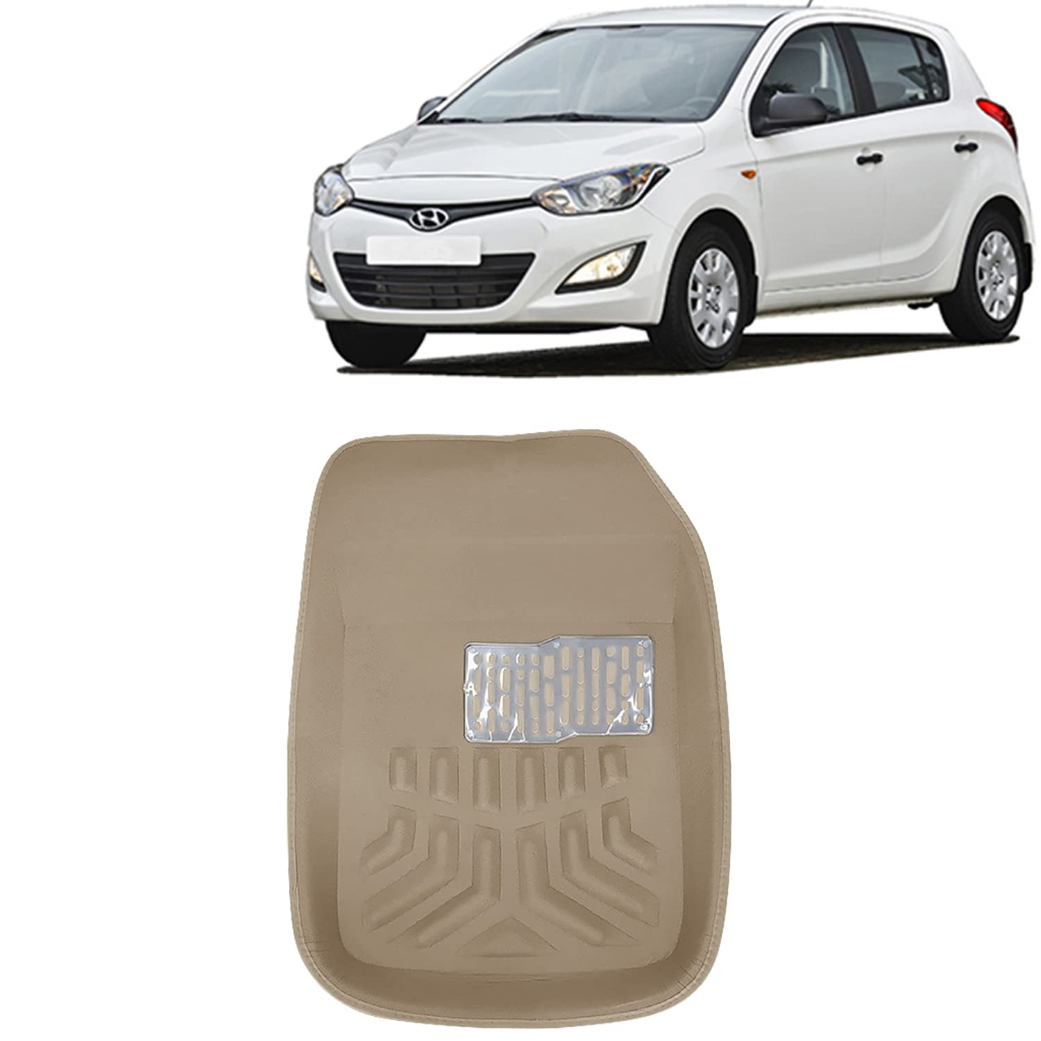 Kingsway 4D Car Foot Mats for Hyundai I20, 20112014 Model, Beige Color, PVC, Complete Set of 3