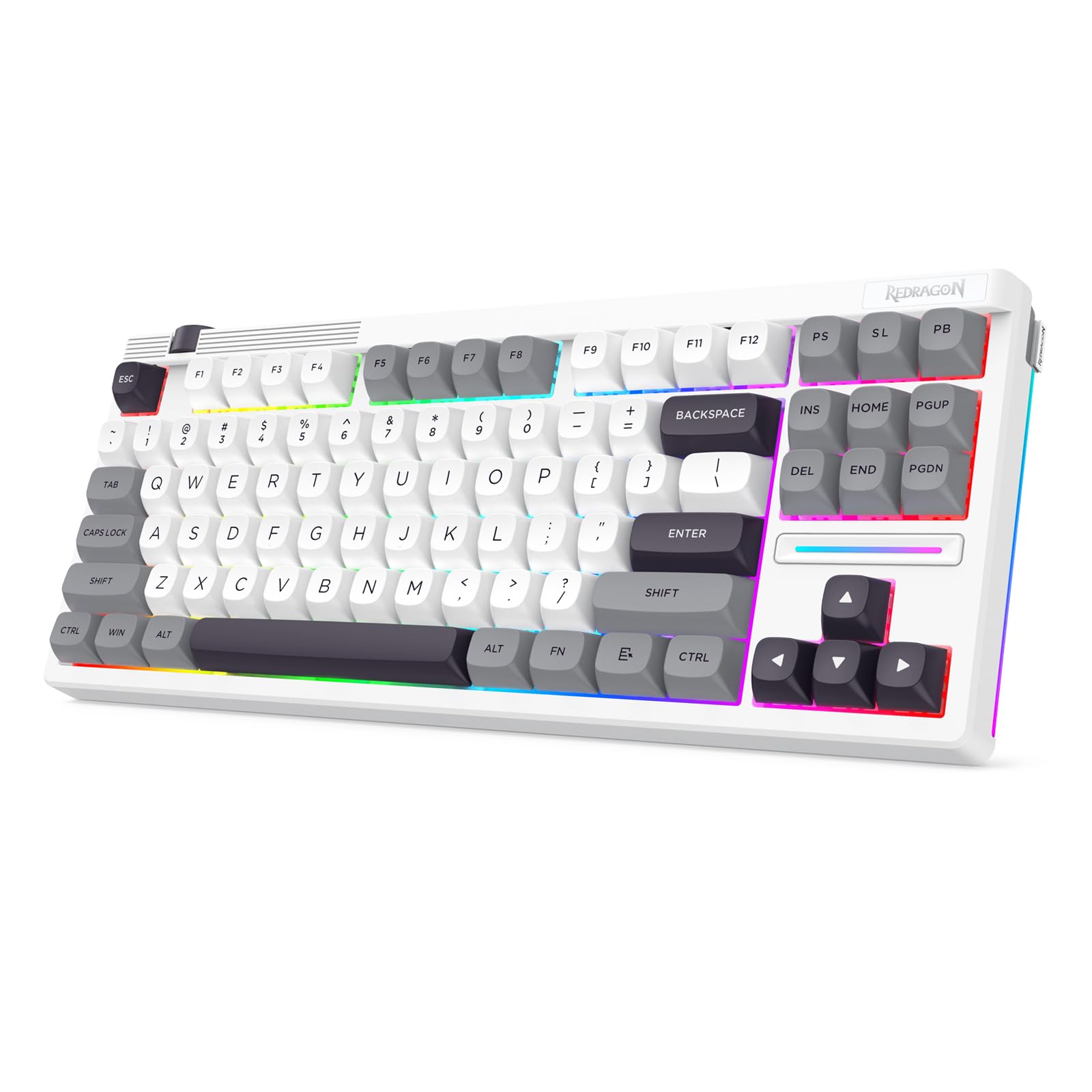 Redragon K729 PRO 80% Wireless Gasket RGB Gaming Keyboard, 3-Mode TKL Mechanical Keyboard w/Knob Control, Mix-Color PBT Keycaps, Hot-Swap South-Facing Socket & 5-Layer Dampener, Custom Silent Switch