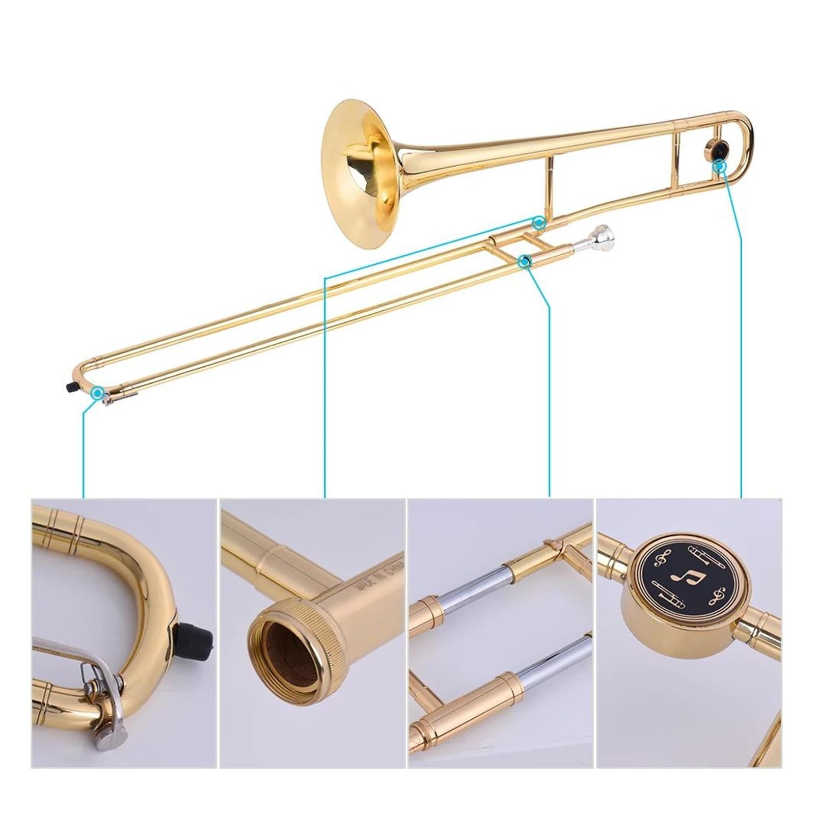 Puzon Puzon altowy Mosiądz Złoty Lakier B dur Instrument muzyczny