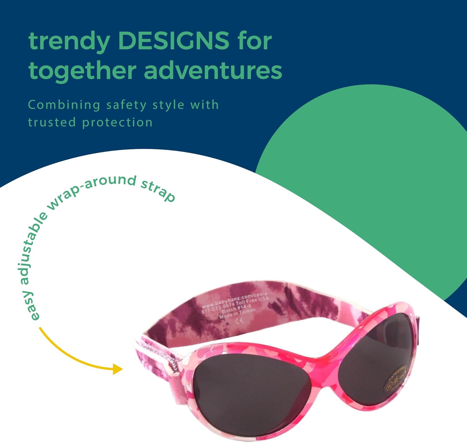 BANZ Baby Retro Kidz Oval Sunglasses with Strap - 2-5 Years Toddler Sunglasses – 100% UV Eye Protection With Glare Reduction - Image 4