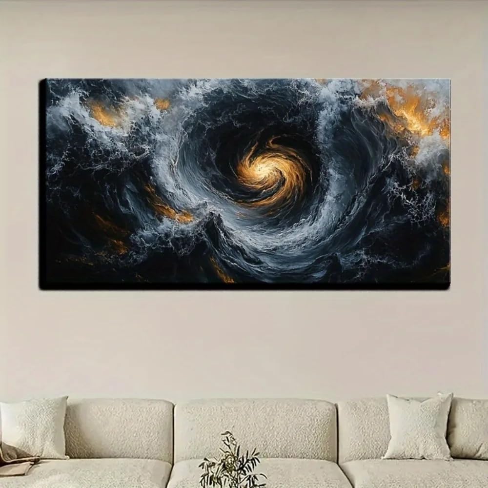 GOSRD Abstract Ocean Wave Print Painting Wall Picture Modern Art Decorative For Living Room Bedroom Office Home Decoration(50X100cm/Frameless)