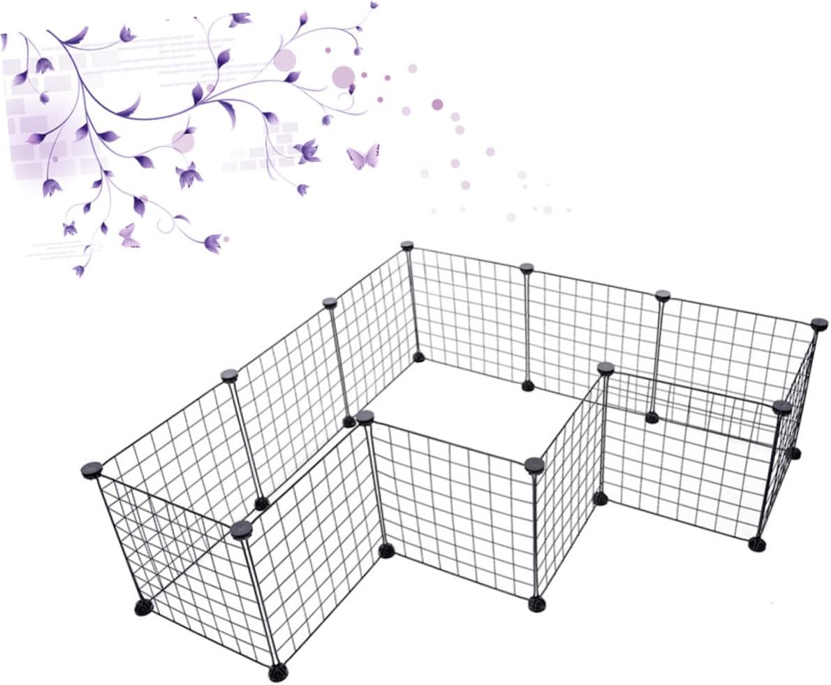 16Pieces Pet Playpen Iron Cage for Dogs Cats Rabbits Durable Portable Pet Crate for Indoor Outdoor Use Heavy Duty Design Latch
