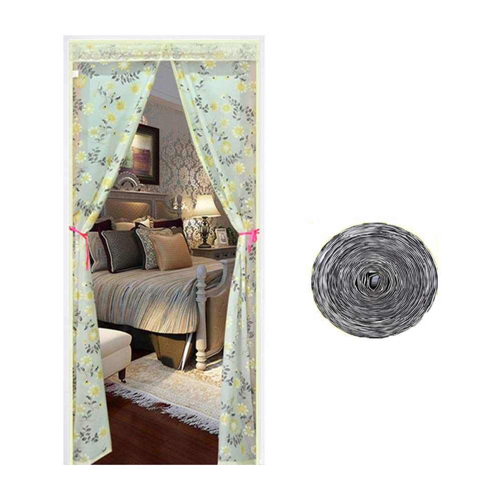 HUASA Magnetic Insect Door,Floral Magnetic Insect Door Screen High Density Fly Bug Mosquito Mesh Curtain Top-To-Bottom Let Fresh Air In Automatically (140 * 220CM)