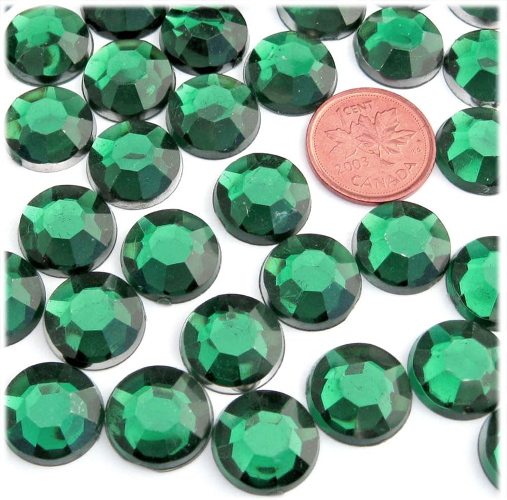 The Crafts Outlet 144pc Rhinestones Round 14mm - Flatback Emerald Green EGR