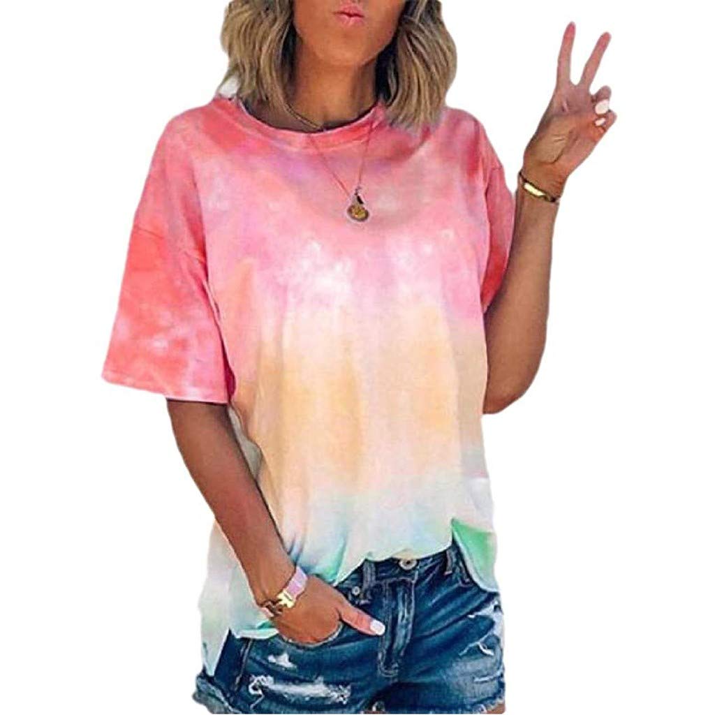 Women's Oversized T Shirts, Summer Graphic Short Sleeve Crew-Neck T-Shirt Casual Tee Tops Loose Pullover Tunic Top